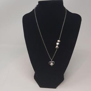 Heart with Pearl Like Stone C&C stamp Necklace